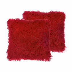 Set of 2 Shaggy Cushions 45 x 45 cm Red CIDE