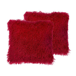 Set of 2 Shaggy Cushions 45 x 45 cm Red CIDE