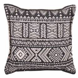 Set of 2 Cotton Cushions Geometric Pattern 45 x 45 cm Black and Beige SIRVAN