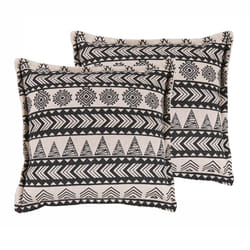 Set of 2 Cotton Cushions Geometric Pattern 45 x 45 cm Beige and Black HENTEPE