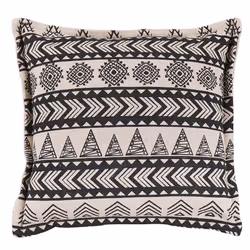 Set of 2 Cotton Cushions Geometric Pattern 45 x 45 cm Beige and Black HENTEPE