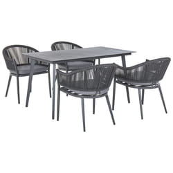 Garden Dining Set 4 Seater MILETO with Cushions Metal Grey