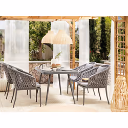 Garden Dining Set 4 Seater LIPARI with Cushions Metal Grey - Additional view 5
