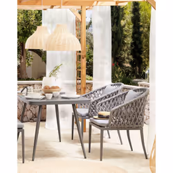Set of 2 Garden Chairs with Cushions LIPARI Metal Grey