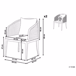 Set of 2 Garden Chairs with Cushions LIPARI Metal Grey - Additional view 4