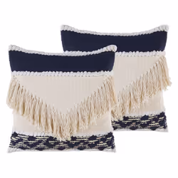 Set of 2 Cotton Cushions with Tassels 45 x 45 cm Beige SOFCA