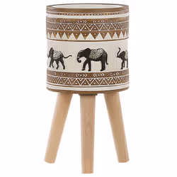Elevated Plant Pot KOTTES Ceramic 22 cm Light Brown