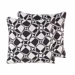 Set of 2 Cotton Cushions Geometric Pattern 45 x 45 cm Black and White KOTURE