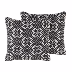 Set of 2 Cotton Cushions Geometric Pattern 45 x 45 cm Black and White BESKOZ