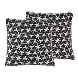 Set of 2 Cotton Cushions Geometric Pattern 45 x 45 cm Black and White ANDIRIN