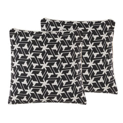 Set of 2 Cotton Cushions Geometric Pattern 45 x 45 cm Black and White ANDIRIN