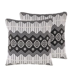 Set of 2 Cotton Cushions Geometric Pattern 45 x 45 cm Black and White CARDAK