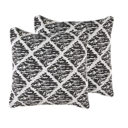 Set of 2 Cotton Cushions Geometric Pattern 45 x 45 cm Black and White HAZRO
