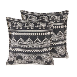 Set of 2 Cotton Cushions Oriental Pattern 45 x 45 cm Black and White ATABAGI