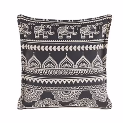 Set of 2 Cotton Cushions Oriental Pattern 45 x 45 cm Black and White ATABAGI