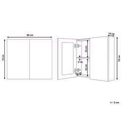 Bathroom Wall Mounted Mirror Cabinet NAVARRA 80 cm 70 cm White