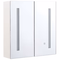 Bathroom Wall Mounted Mirror Cabinet LED CHABUNCO 60 cm 60 cm White