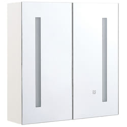 Bathroom Wall Mounted Mirror Cabinet LED CHABUNCO 60 cm 60 cm White