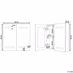 Bathroom Wall Mounted Mirror Cabinet LED TALAGAPA 60 cm 60 cm White
