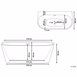 Bathtub HARVEY 1700 x 800 mm Black/ White