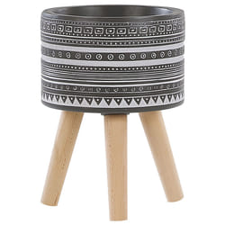 Elevated Plant Pot ARGINIA Ceramic 25 cm Grey