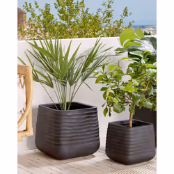 Plant Pot PARIKIA Synthetic Material 38 cm Black