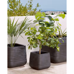 Plant Pot PARIKIA Synthetic Material 28 cm Black - Additional view 4