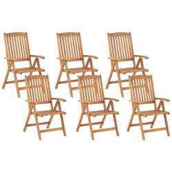 Set of 6 Garden Chairs JAVA Acacia Wood Light Brown