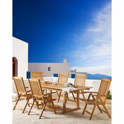 Set of 6 Garden Chairs JAVA Acacia Wood Light Brown