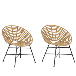 Set of 2 Garden Chairs ACERRA PE Rattan Light Brown