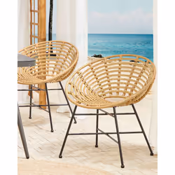 Set of 2 Garden Chairs ACERRA PE Rattan Light Brown