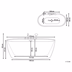Freestanding Bathtub ROTSO 1700 x 800 mm Red