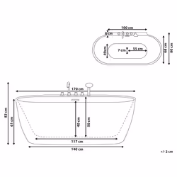 Freestanding Bathtub ROTSO 1700 x 800 mm Black/ White