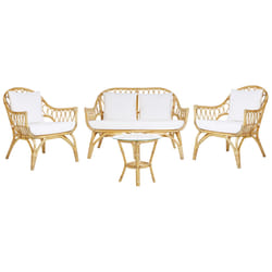 Garden Lounge Set with Table 4 Seater SIBARI Rattan Natural