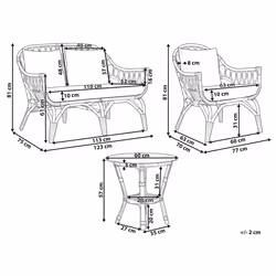 Garden Lounge Set with Table 4 Seater SIBARI Rattan Natural