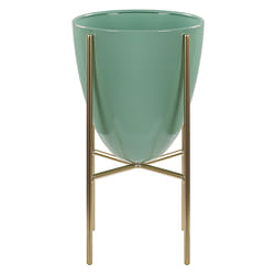 Elevated Plant Pot LEFKI Metal 16 cm Mint Green