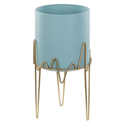 Elevated Plant Pot KALANDRA Metal 19 cm Light Blue