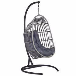 Hanging Chair with Stand SESIA PE Rattan Dark Grey