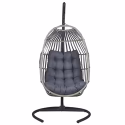 Hanging Chair with Stand SESIA PE Rattan Dark Grey