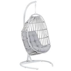 Hanging Chair with Stand SESIA PE Rattan Light Grey