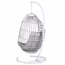 Hanging Chair with Stand SESIA PE Rattan Light Grey