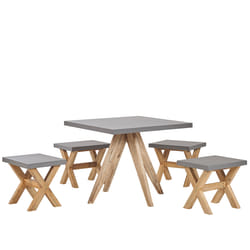 Garden Dining Set with Stools 4 Seater OLBIA Concrete Grey