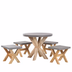 Garden Dining Set with Stools 4 Seater OLBIA Concrete Grey