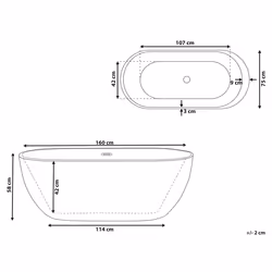 Freestanding Bathtub NEVIS 1600 x 750 mm Black