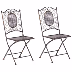 Set of 2 Garden Chairs BORMIO Folding Metal Black