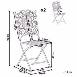 Set of 2 Garden Chairs BORMIO Folding Metal Black