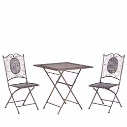 Bistro Set Folding BORMIO Metal Black