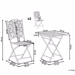 Bistro Set Folding BORMIO Metal Black