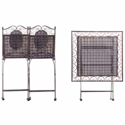 Bistro Set Folding BORMIO Metal Black