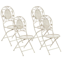 Set of 4 Garden Chairs BIVIO Folding Metal Off-White